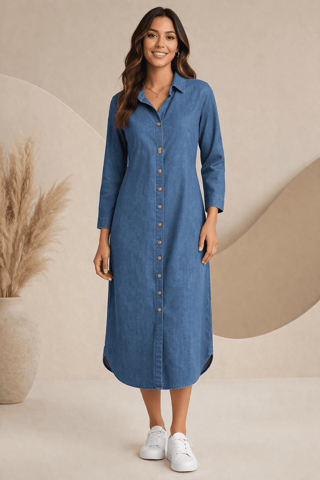 Coastal Denim Shirt Dress - Style A-981